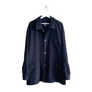 Massimo Moda Collezione Mens Button Front Overshirt Jacket Black Size Large